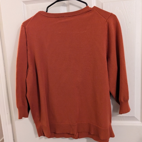 Relativity orange, raised fabric, button down cardigan, size 1X - Picture 5 of 10